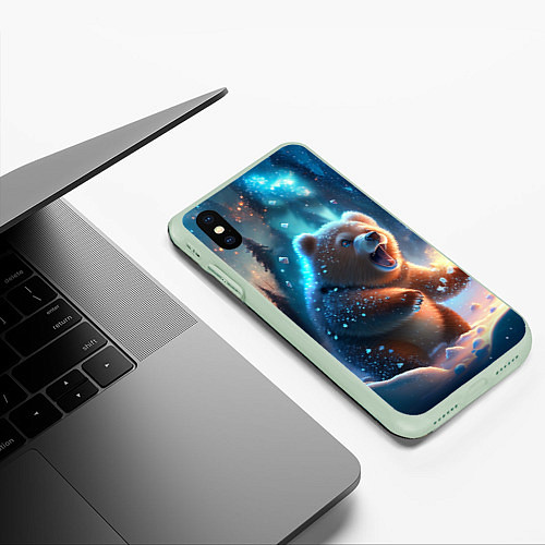 Чехол iPhone XS Max матовый Полярный мишка / 3D-Салатовый – фото 3