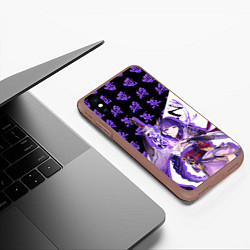 Чехол iPhone XS Max матовый Сёгун Райдэн иероглифы - Геншин Импакт, цвет: 3D-коричневый — фото 2