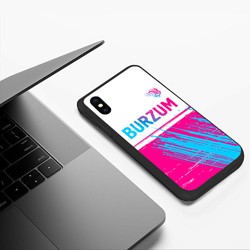 Чехол iPhone XS Max матовый Burzum neon gradient style посередине / 3D-Черный – фото 3