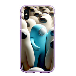 Чехол iPhone XS Max матовый Among us - ai art - video game, цвет: 3D-сиреневый