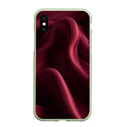 Чехол iPhone XS Max матовый Бордовый шелк, цвет: 3D-салатовый