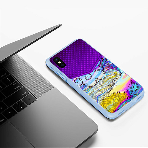 Чехол iPhone XS Max матовый Облака и спирали / 3D-Голубой – фото 3