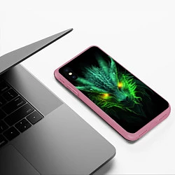 Чехол iPhone XS Max матовый Светящийся зеленый дракон 2024, цвет: 3D-малиновый — фото 2