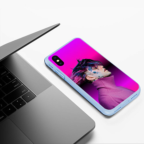 Чехол iPhone XS Max матовый Lil Peep фиолетовый лук / 3D-Голубой – фото 3