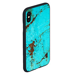 Чехол iPhone XS Max матовый Текстура бирюзового металла со ржавчиной, цвет: 3D-черный — фото 2