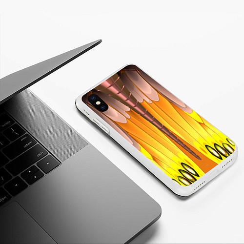 Чехол iPhone XS Max матовый Желтые наплывы / 3D-Белый – фото 3