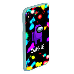 Чехол iPhone XS Max матовый Among us blink neon, цвет: 3D-мятный — фото 2