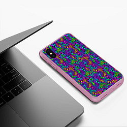 Чехол iPhone XS Max матовый Multicolored stripes, цвет: 3D-розовый — фото 2