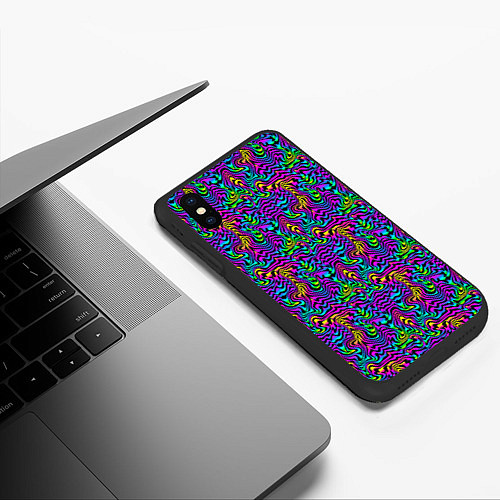 Чехол iPhone XS Max матовый Multicolored stripes / 3D-Черный – фото 3