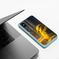 Чехол iPhone XS Max матовый Дождь и жёлтая птица, цвет: 3D-мятный — фото 2