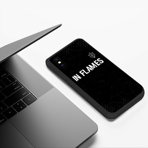Чехол iPhone XS Max матовый In Flames glitch на темном фоне посередине / 3D-Черный – фото 3