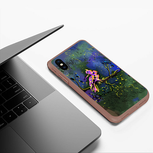 Чехол iPhone XS Max матовый Сказочная чудо-птица / 3D-Коричневый – фото 3