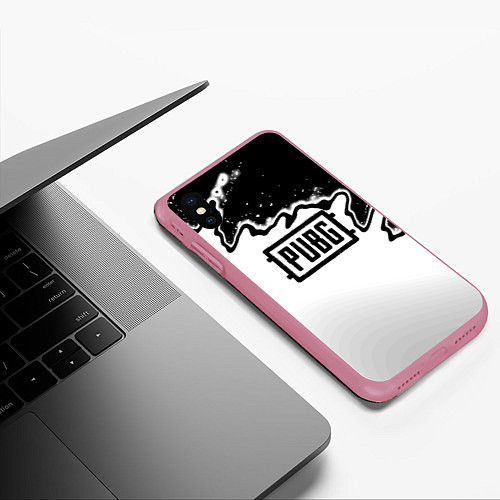 Чехол iPhone XS Max матовый PUBG абстракцион гейм шутер / 3D-Малиновый – фото 3