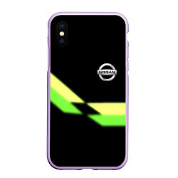 Чехол iPhone XS Max матовый Nissan logo brend auto, цвет: 3D-сиреневый