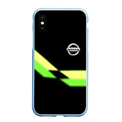 Чехол iPhone XS Max матовый Nissan logo brend auto, цвет: 3D-голубой