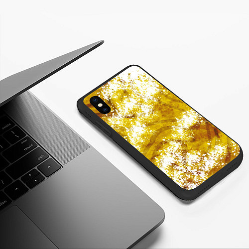 Чехол iPhone XS Max матовый Желто-белая абстракция / 3D-Черный – фото 3