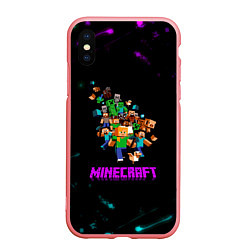 Чехол iPhone XS Max матовый Minecraft neon краски