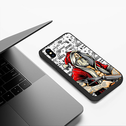 Чехол iPhone XS Max матовый Гангстер Санта-Клаус / 3D-Черный – фото 3