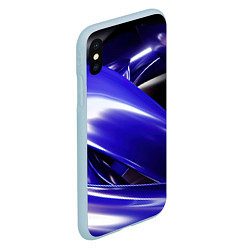 Чехол iPhone XS Max матовый Blue black abstract, цвет: 3D-голубой — фото 2