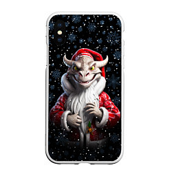 Чехол iPhone XS Max матовый Santa dragon, цвет: 3D-белый