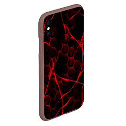 Чехол iPhone XS Max матовый Красные узоры шестиугольник, цвет: 3D-коричневый — фото 2