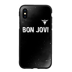 Чехол iPhone XS Max матовый Bon Jovi glitch на темном фоне посередине, цвет: 3D-черный