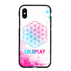 Чехол iPhone XS Max матовый Coldplay neon gradient style, цвет: 3D-черный