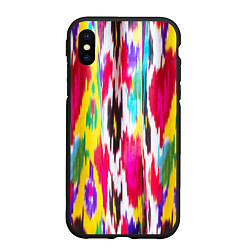 Чехол iPhone XS Max матовый Атласная ткань узбекского народа - икат, цвет: 3D-черный