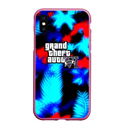 Чехол iPhone XS Max матовый GTA 6 тропики, цвет: 3D-малиновый