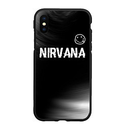 Чехол iPhone XS Max матовый Nirvana glitch на темном фоне посередине, цвет: 3D-черный