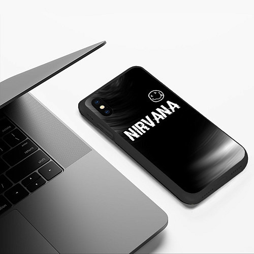 Чехол iPhone XS Max матовый Nirvana glitch на темном фоне посередине / 3D-Черный – фото 3