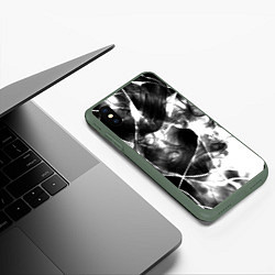 Чехол iPhone XS Max матовый Черный дым и паттерны, цвет: 3D-темно-зеленый — фото 2