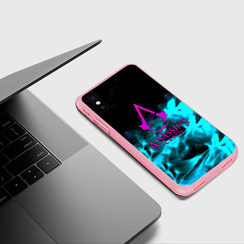 Чехол iPhone XS Max матовый Assassins Creed flame neon / 3D-Баблгам – фото 3