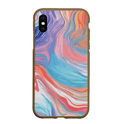 Чехол iPhone XS Max матовый Цветной вихрь, цвет: 3D-коричневый