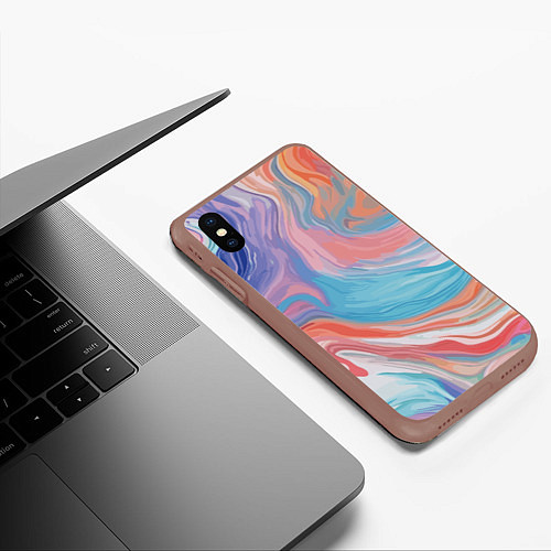 Чехол iPhone XS Max матовый Цветной вихрь / 3D-Коричневый – фото 3