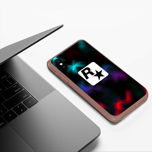 Чехол iPhone XS Max матовый Rock star games / 3D-Коричневый – фото 3