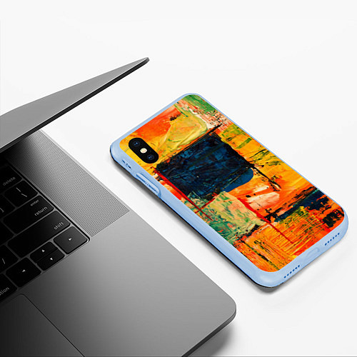 Чехол iPhone XS Max матовый Арт стиль красками / 3D-Голубой – фото 3
