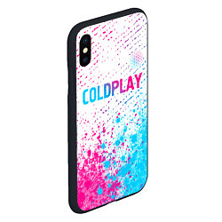 Чехол iPhone XS Max матовый Coldplay neon gradient style посередине, цвет: 3D-черный — фото 2