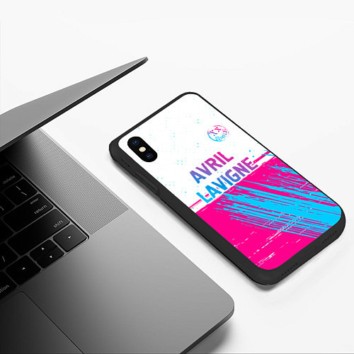 Чехол iPhone XS Max матовый Avril Lavigne neon gradient style посередине / 3D-Черный – фото 3