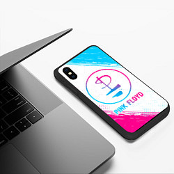 Чехол iPhone XS Max матовый Pink Floyd neon gradient style, цвет: 3D-черный — фото 2