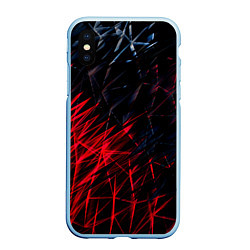 Чехол iPhone XS Max матовый Красно чёрные узоры, цвет: 3D-голубой