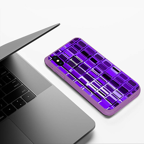 Чехол iPhone XS Max матовый Фиолетовые прямоугольники / 3D-Фиолетовый – фото 3