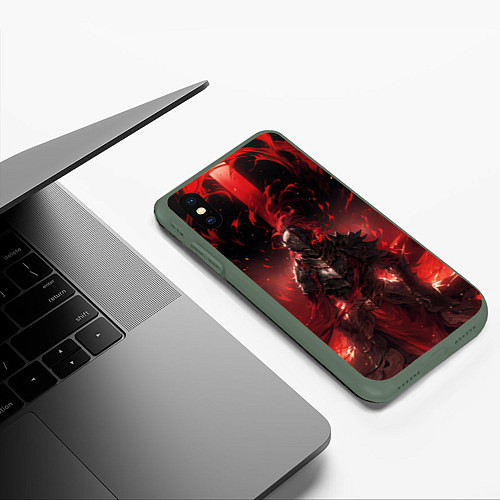 Чехол iPhone XS Max матовый Рыцарь Ярости / 3D-Темно-зеленый – фото 3
