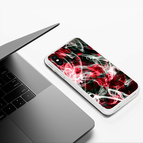 Чехол iPhone XS Max матовый Серые узоры дым / 3D-Белый – фото 3