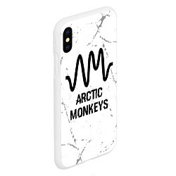 Чехол iPhone XS Max матовый Arctic Monkeys glitch на светлом фоне, цвет: 3D-белый — фото 2