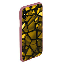 Чехол iPhone XS Max матовый Золотые хромированные осколки, цвет: 3D-малиновый — фото 2