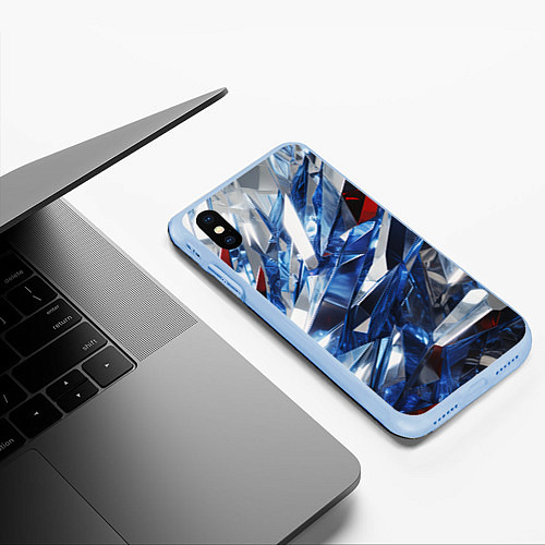 Чехол iPhone XS Max матовый Абстрактные осколки стеклянных кристалов / 3D-Голубой – фото 3