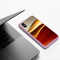 Чехол iPhone XS Max матовый Бежевые и золотистые волны, цвет: 3D-сиреневый — фото 2