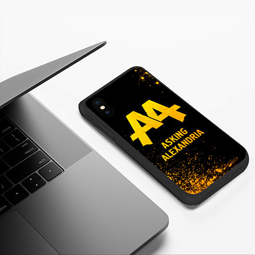 Чехол iPhone XS Max матовый Asking Alexandria - gold gradient / 3D-Черный – фото 3