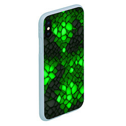 Чехол iPhone XS Max матовый Зелёный трескающийся камень, цвет: 3D-голубой — фото 2